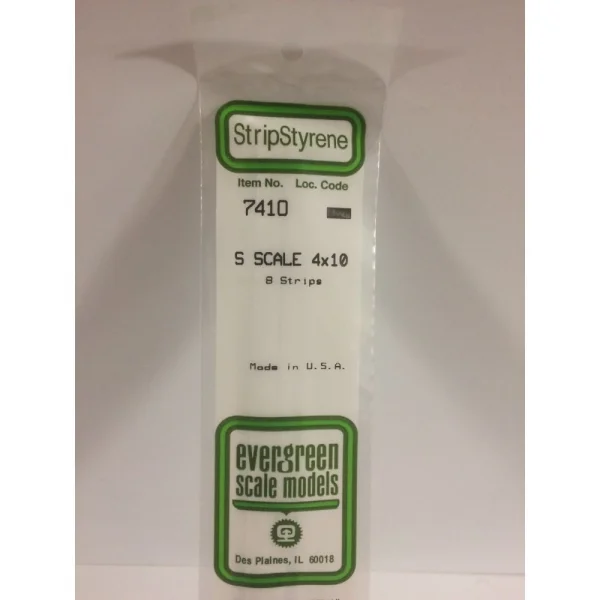 Evergreen [6-7410] 14 S-Scale Strip (4 x 10) .062 X .156 (100 per pack)
