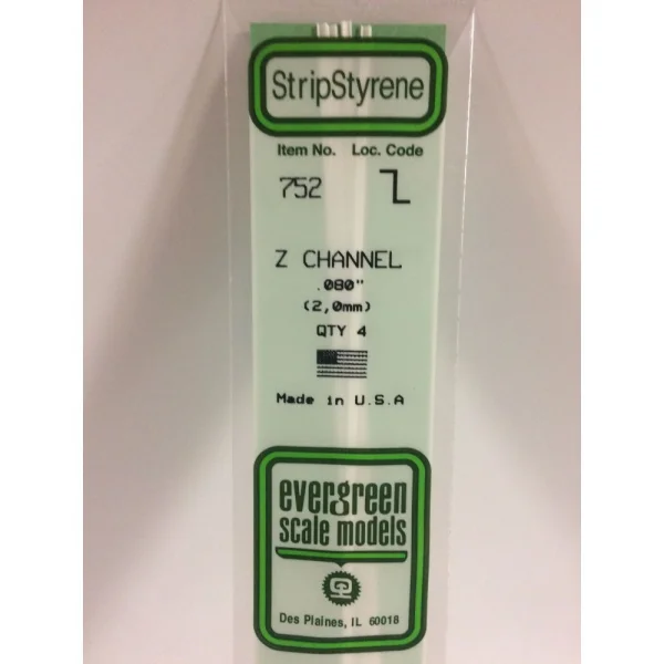 Evergreen [6-752] 14 Z-Channel .080 (100 per pack)