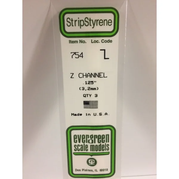 Evergreen [754] 14 Z-Channel .125 (3 per pack)