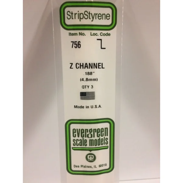 Evergreen [756] 14 Z-Channel .180 (3 per pack)
