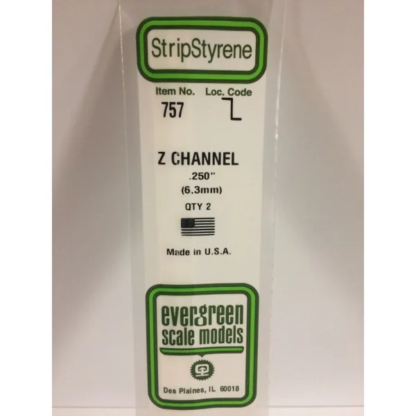 Evergreen [757] 14 Z-Channel .250 (2 per pack)