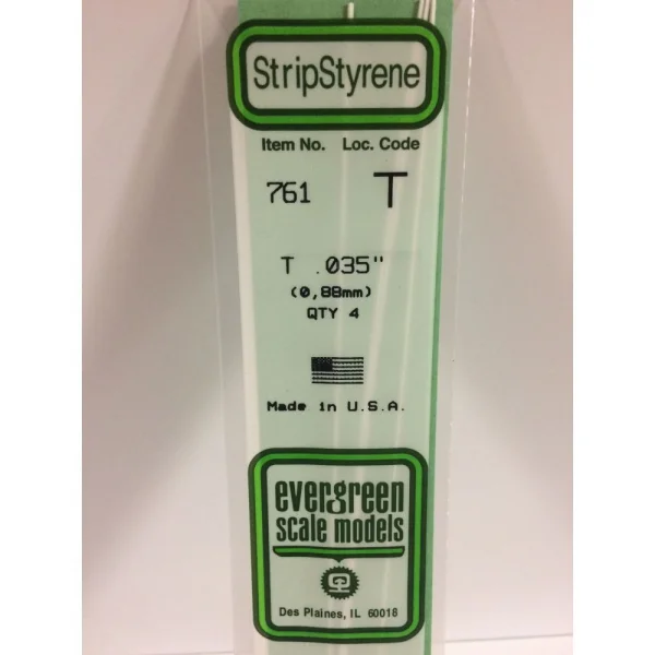 Evergreen [761] 14 T-Shape .035 (0.88mm) (4 per pack)