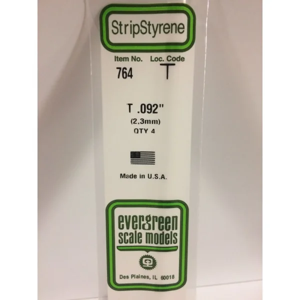 Evergreen [764] 14 T-Shape .092 (2.3mm) (4 per pack)