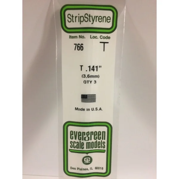 Evergreen [766] 14 T-Shape .141 (3.6mm) (3 per pack)