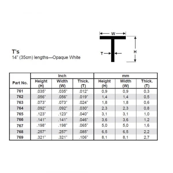 Evergreen [762] 14 T-Shape .056 (1.42mm) (4 per pack)