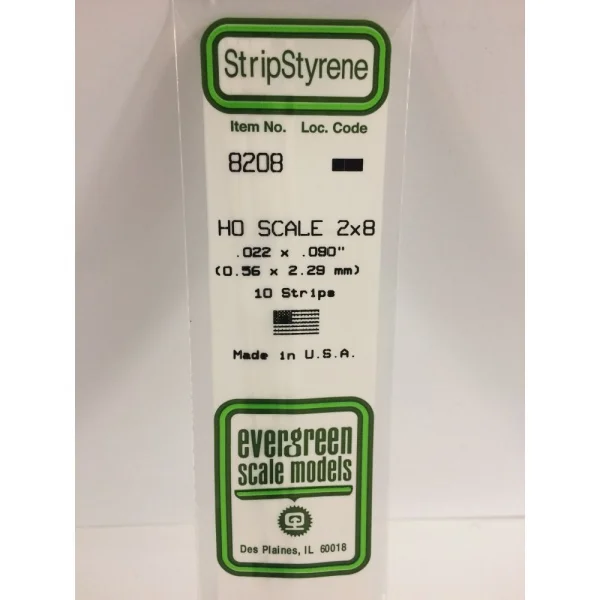 Evergreen 14in (35cm) HO-Scale Strip .022x.090in (2x8) (10 per pack)
