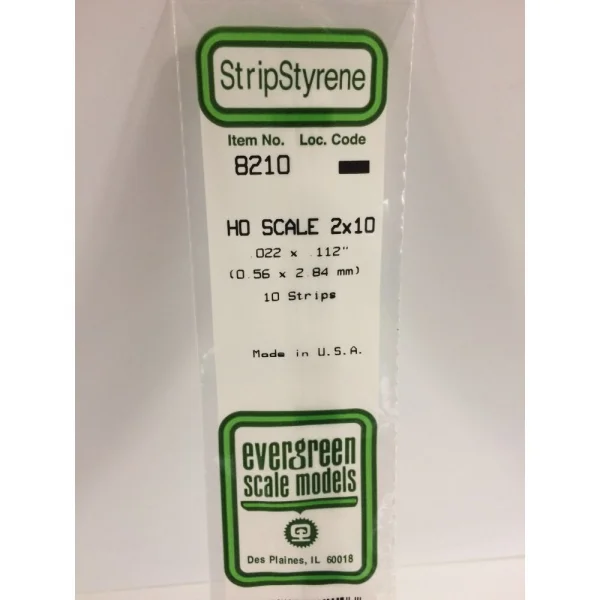 Evergreen 14in (35cm) HO-Scale Strip .022x.112in (2x10) (10 per pack)