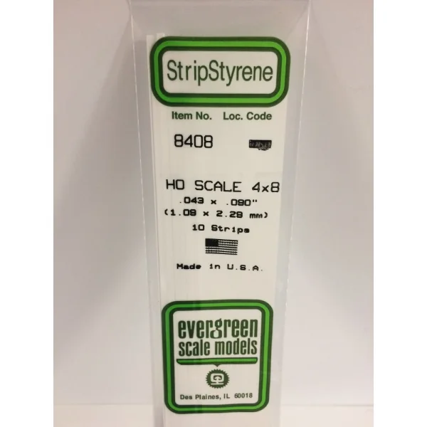 Evergreen 14in (35cm) HO-Scale Strip .043x.090in (4x8) (10 per pack)