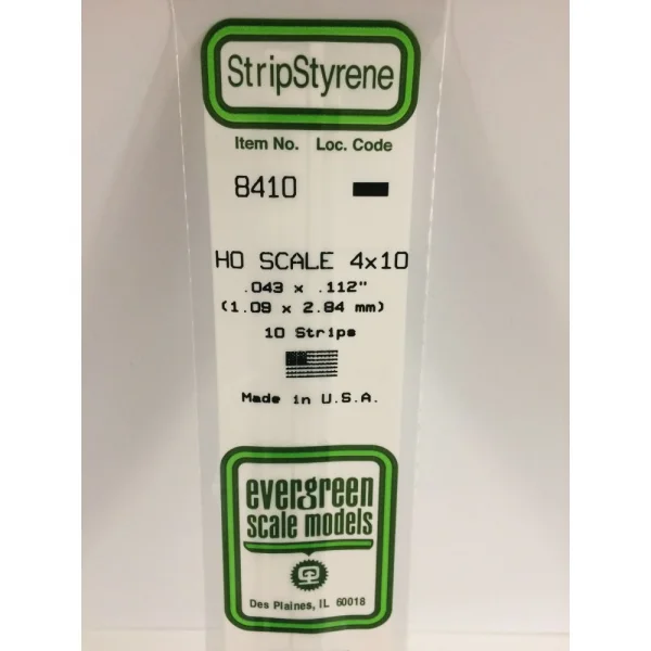 Evergreen 14in (35cm) HO-Scale Strip .043x.112in (4x10) (10 per pack)