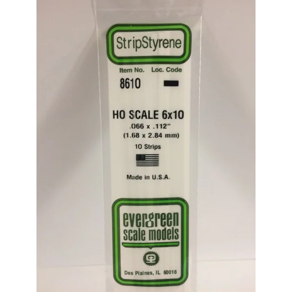 Evergreen 14in (35cm) HO-Scale Strip .066x.112in (6x10) (10 per pack)