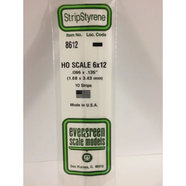 Evergreen 14in (35cm) HO-Scale Strip .066x.135in (6x12) (10 per pack)
