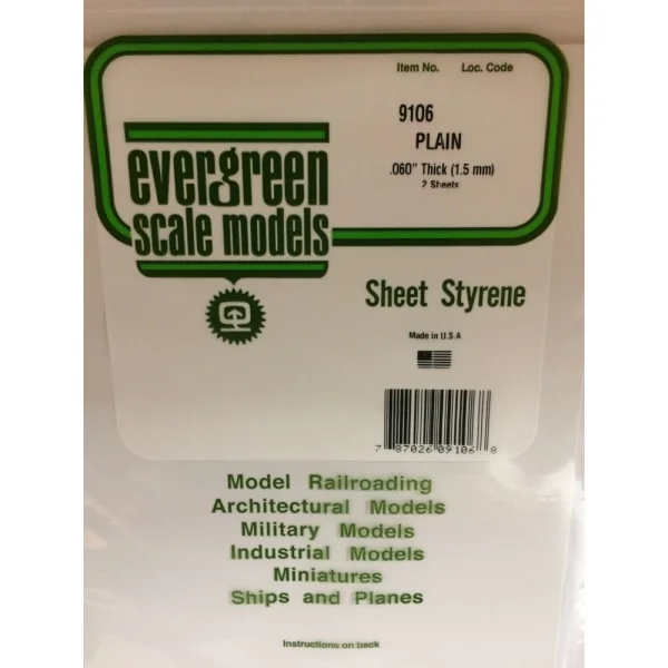 Evergreen [9260] 11 x 14 White Sheet .060 Thick (4 sheets per pack)