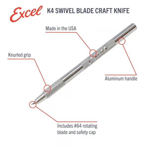 Excel K4 Swivel Knife, 360 Degree Aluminium Body with Safety Cap &mdash; image 12 of 13