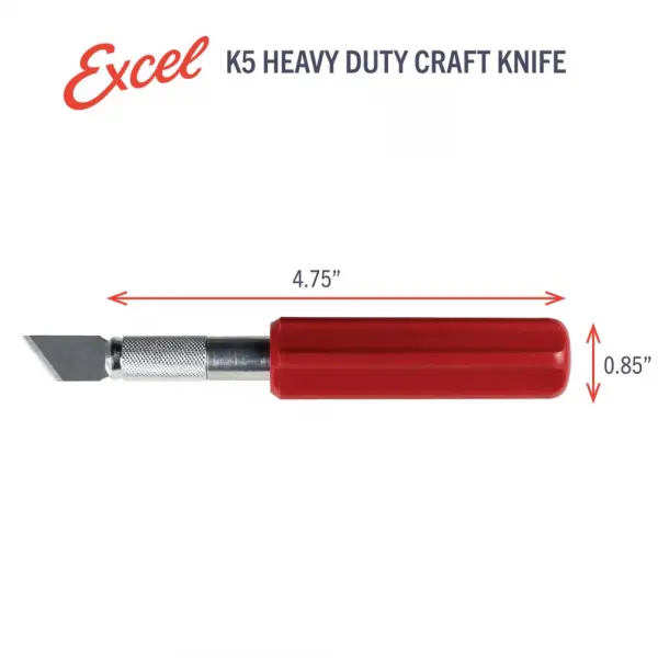 Excel K5 Knife, Heavy Duty Red Plastic Handle with SafetyCap (Carded) — image 9 of 9