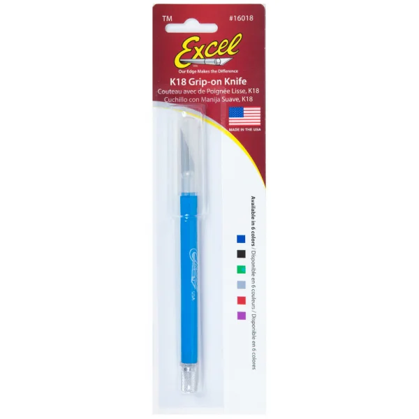 Excel K18 Grip-On Knife with Safety Cap, Blue (Carded) — image 6 of 9
