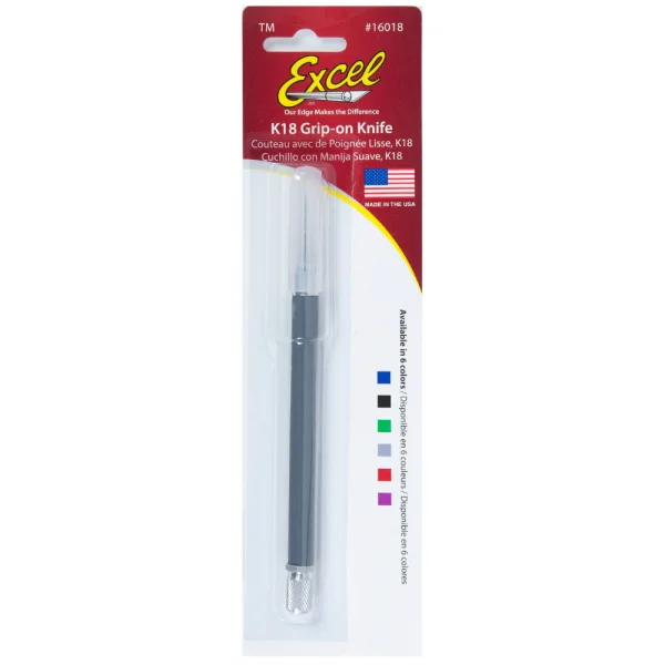 Excel K18 Grip-On Knife with Safety Cap, Grey (Carded) — image 6 of 8