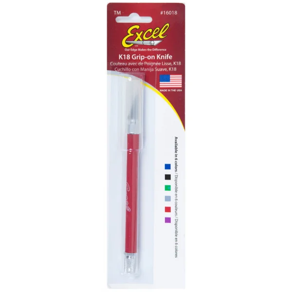 Excel K18 Grip-On Knife with Safety Cap, Red (Carded) — image 6 of 8