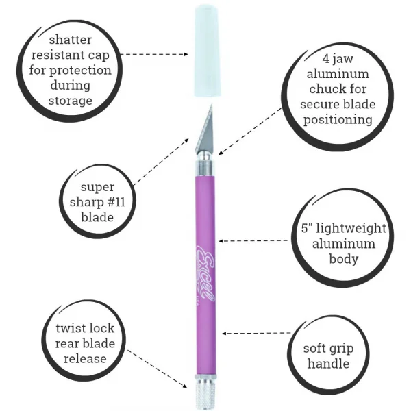 Excel K18 Grip-On Knife with Safety Cap, Purple (Carded) — image 2 of 8
