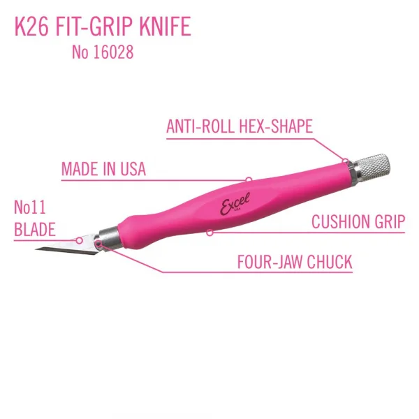 Excel K27 Green Fit Grip Knife With Rubberized Grip