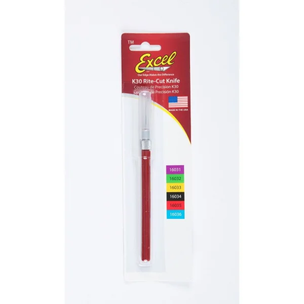Excel K30 Light Duty Rite-Cut Knife with Safety Cap, Red (Carded) — image 3 of 4