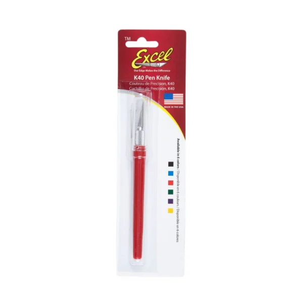 Excel K40 Pocket Clip-on Knife with TwiST-off Cap, Red (Carded)