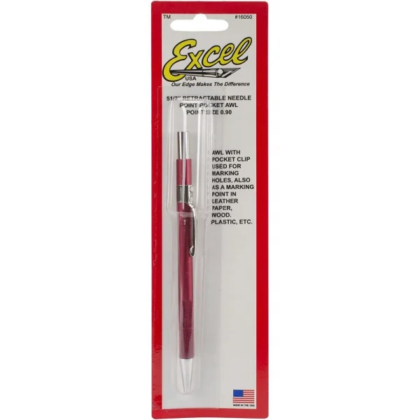 Excel Retractable Awl, .090in, Red (Carded)