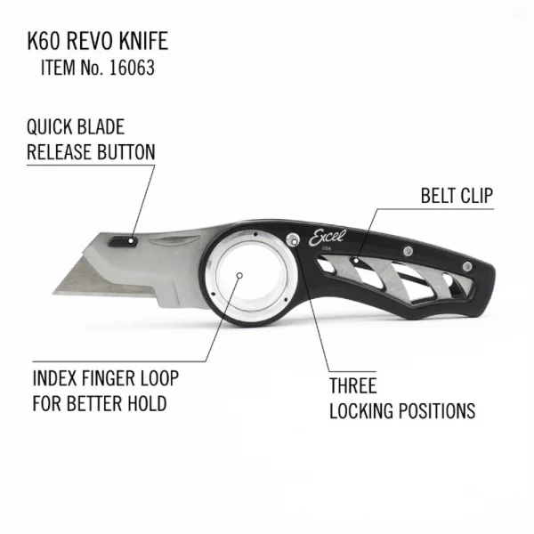 Excel K60 Revo Folding Utility Knife - Red
