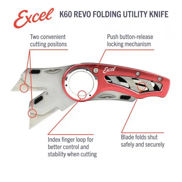 Excel K60 Revo Folding Utility Knife - Grey — image 11 of 12