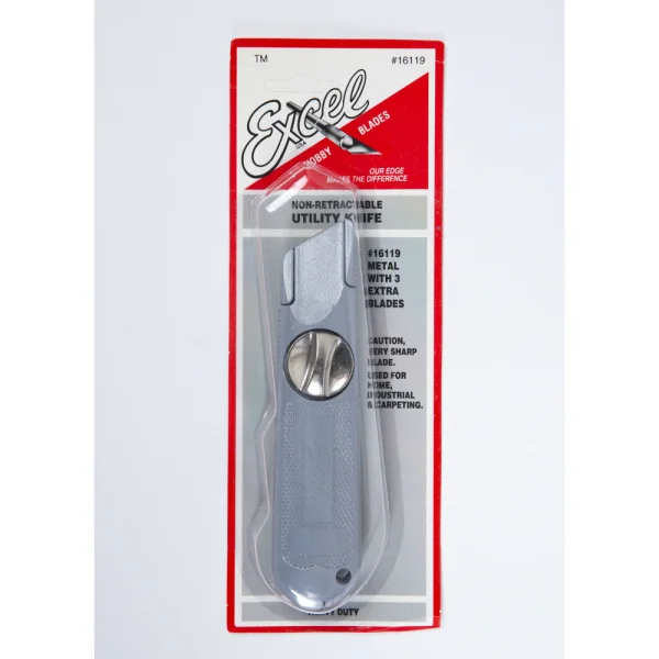 Excel K9 Metal Utility Knife, Non-Retractable (3x Blades)(Carded)