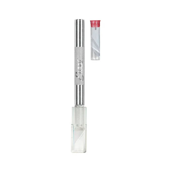 Excel K2 Knife, Medium Duty Round Aluminium with Safety Cap, 5x Assorted Blades (Carded)