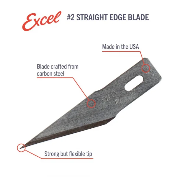 Excel #2 Straight Edge Blade, Shank 0.345 (0.88 cm) (5pcs) (Carded) &mdash; image 8 of 8
