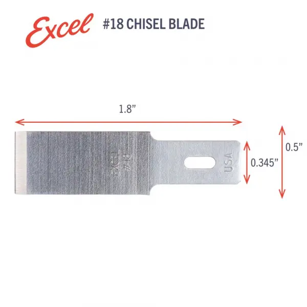 Excel #18 1/2in Chisel Blade, Shank 0.345 (0.88 cm) (5pcs) (Carded) &mdash; image 8 of 9
