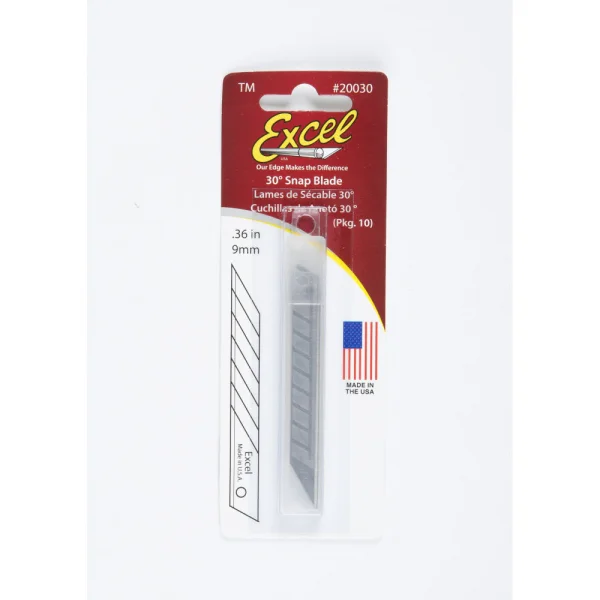 Excel 9mm, 7pt 30deg Snap Blade (10) (Carded)