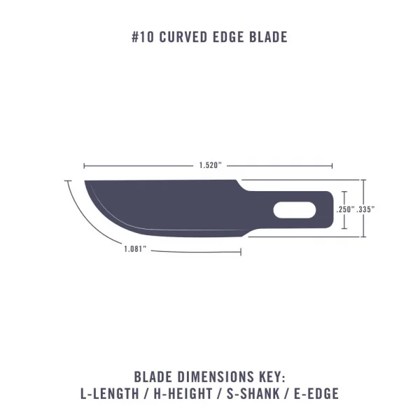 Excel #10 Curved Edge Blade, Shank 0.25 (0.58 cm) (100pcs) (Bulk)