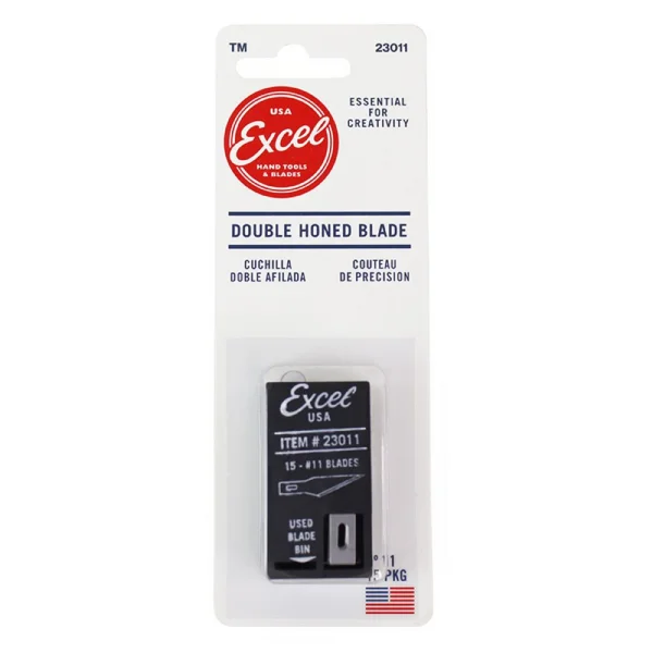 Excel #11 Double Honed Blade with Dispenser, Shank 0.25 (0.58 cm) (15pcs) (Carded)