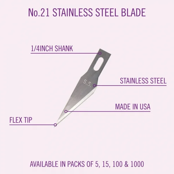Excel #11 Stainless Steel Blade with Dispenser, Shank 0.25 (0.58 cm) (15pcs) (Carded)