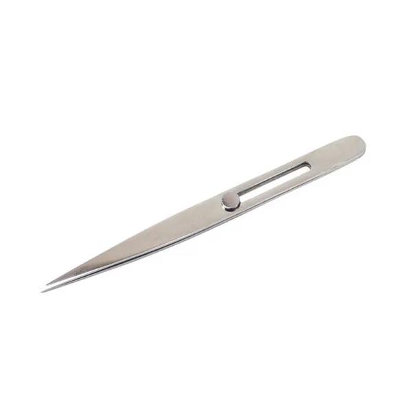 Excel 4.75in Pointed Slide Lock Stainless Steel Tweezers (Carded)