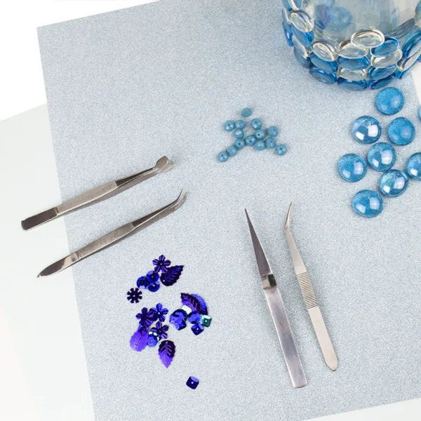 Excel 4 Piece Stainless Steel Tweezer Set with Pointed, Self Closing, Stamp, Curved (4) (Pouch)