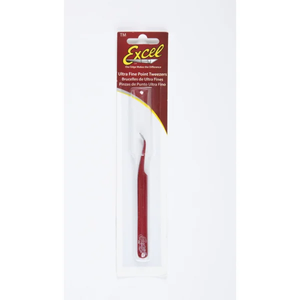 Excel Slant Point Fine Point Tweezers, Red (Carded)