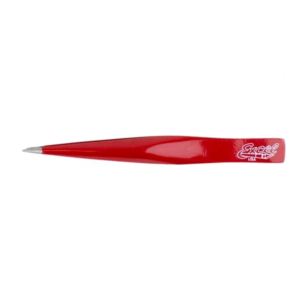 Excel Hollow Handle Fine Point Tweezers, Red (Carded)