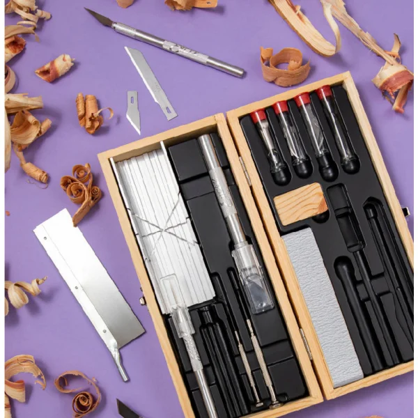 Excel Deluxe Wooden Knife & Tool Set (Boxed)