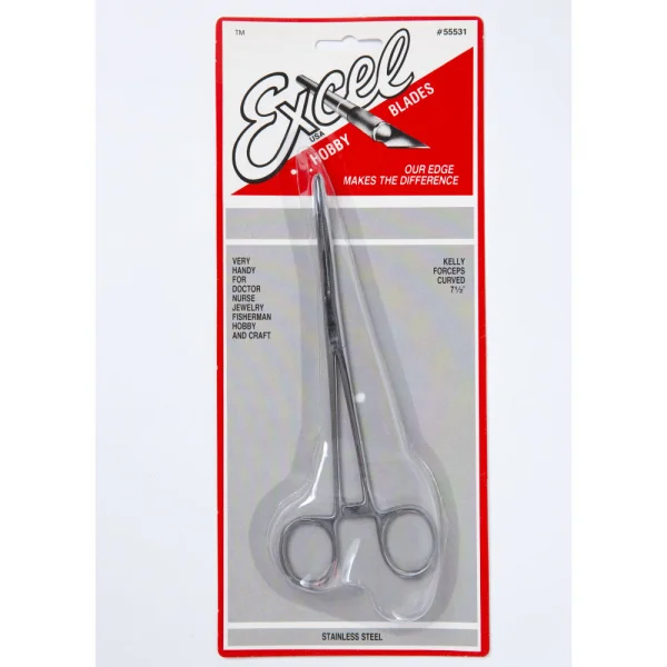 Excel 7.5in Curved Nose Stainless Steel Hemostats (Carded)
