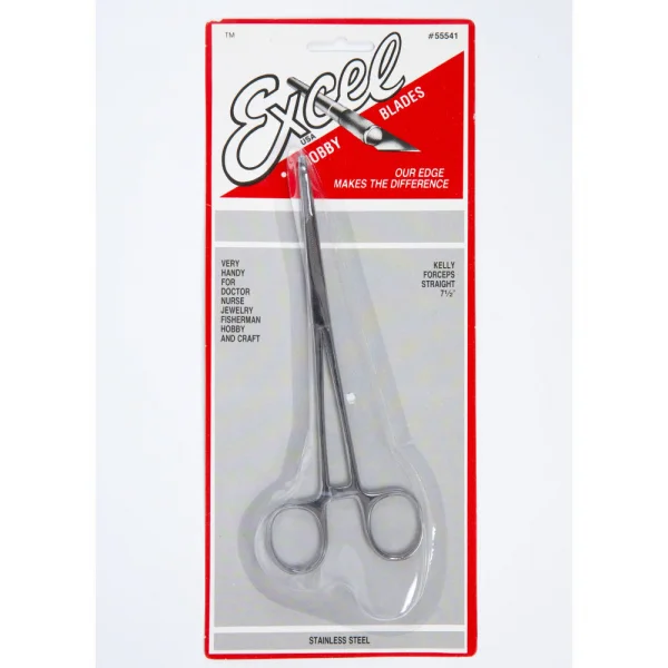 Excel 7.5in Straight Nose Stainless Steel Hemostats (Carded)