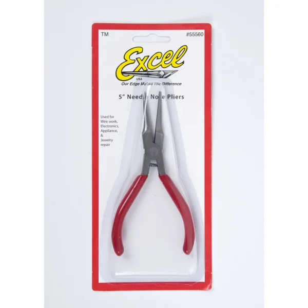 Excel 5in Spring Loaded Soft Grip Plier, Needle Nose (Carded)