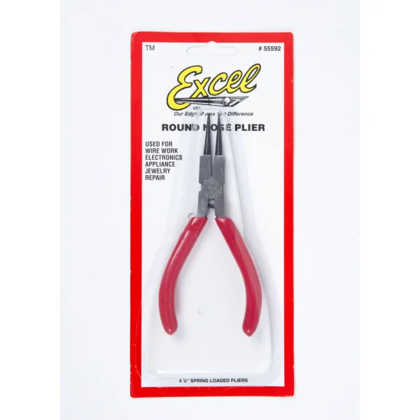 Excel 5in Spring Loaded Soft Grip Plier, Round Nose (Carded)