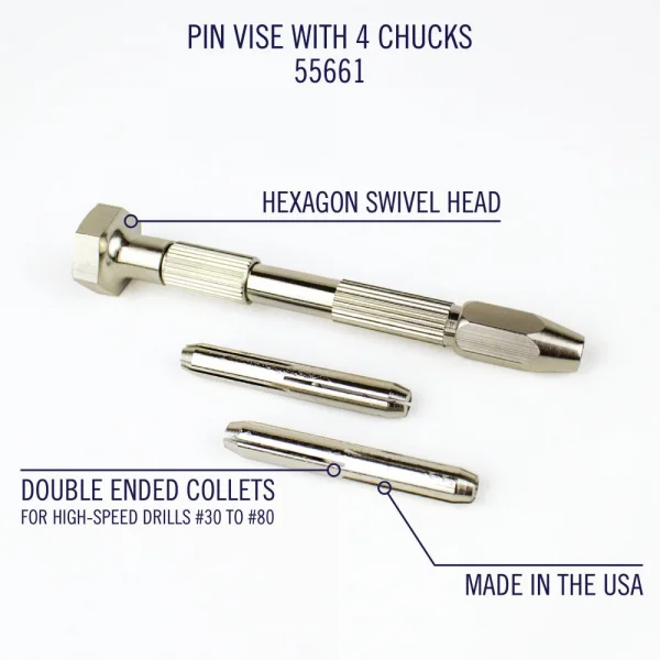 Excel Swivel Head Pin Vise with 4 Chucks (Carded)