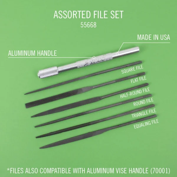 Excel Assorted File Set with Handle, Cut #2 with Square, Round, Halfround, Equaling, Knife and Flat (6pcs) (Carded)