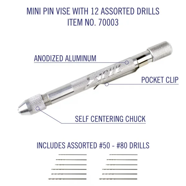 Excel Mini Pin Vise with 12 Assorted Drills (Carded)