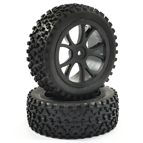 Fastrax Cuboid Buggy Tyres on Black Wheels - 1:10 Buggy Front — image 1 of 4