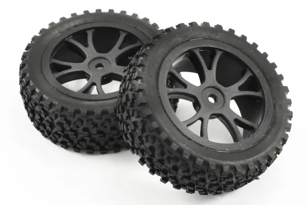 Fastrax Cuboid Buggy Tyres on Black Wheels - 1:10 Buggy Front — image 3 of 4